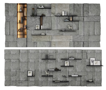  文化石造型装饰墙组合3d模型 