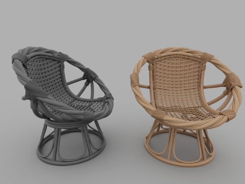  现代风格藤编椅子3d模型 