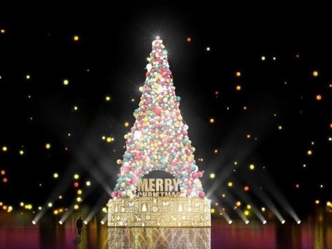 彩色气球圣诞树 3D立体灯光秀 节日装饰璀璨夜景 星光树顶梦幻圣诞免费3d模型