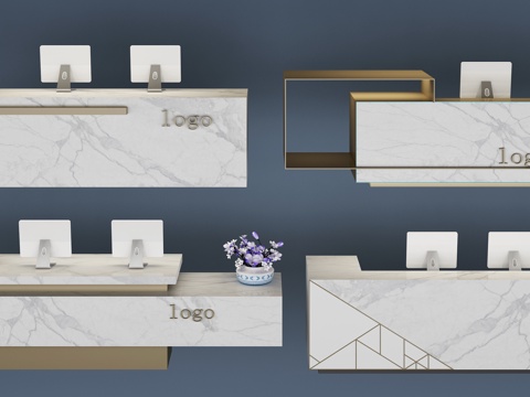  现代前台组合3d模型 