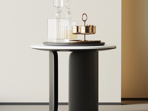  现代意式边几 圆几角几su模型 