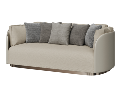  现代简约双人沙发 双人沙发 简约沙发 客厅沙发 抱枕3d模型 