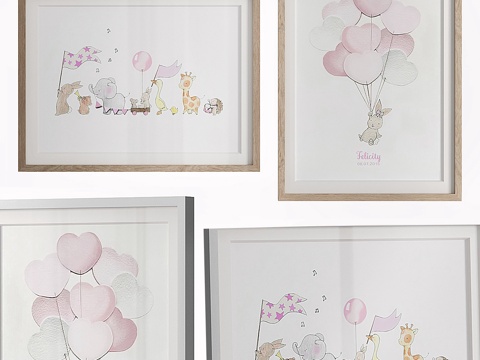  现代儿童帆布艺术版画3d模型 