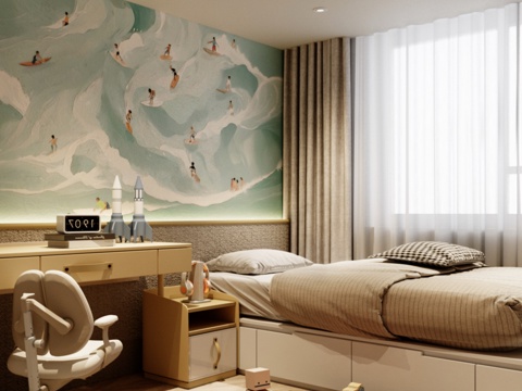  现代儿童房3d模型 