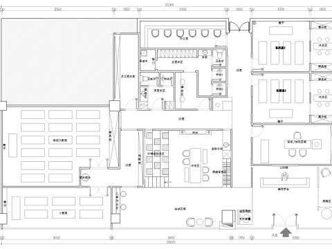  瑜伽健身 最新平面施工图cad施工图 