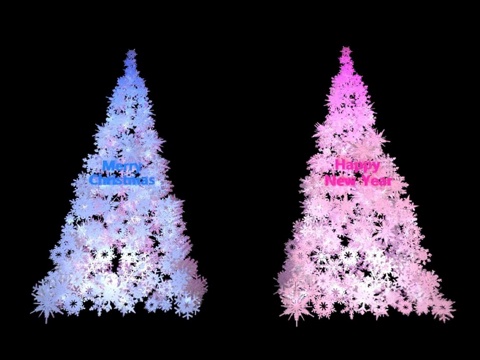 圣诞新年3D节日树 发光雪花装饰元素 数字艺术场景设计 对称梦幻节日宣传素材免费3d模型