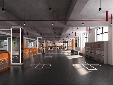 健身房 最新全套施工图 效果图合集cad施工图