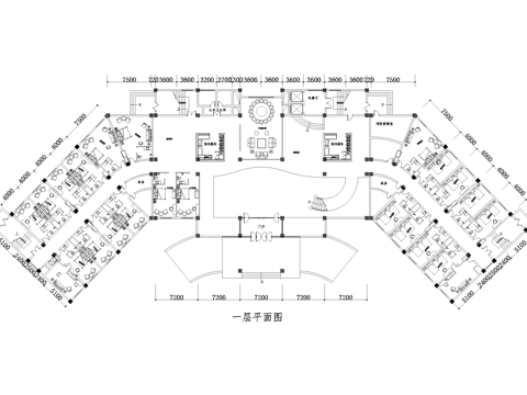 酒店客房平面图 标准间 大床房 家庭房cad施工图