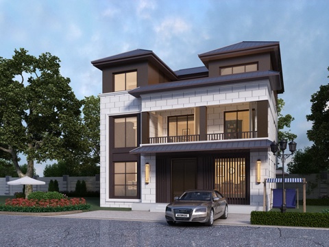  新中式别墅免费3d模型 