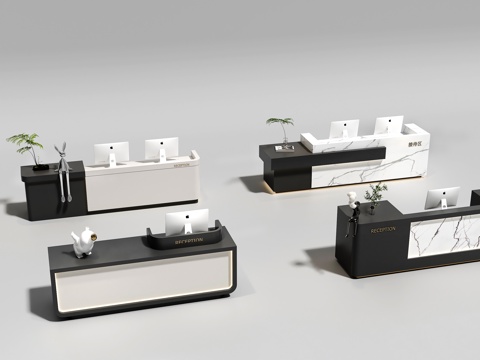 简约前台 办公前台 酒店前台 民宿前台 美容院前台su模型