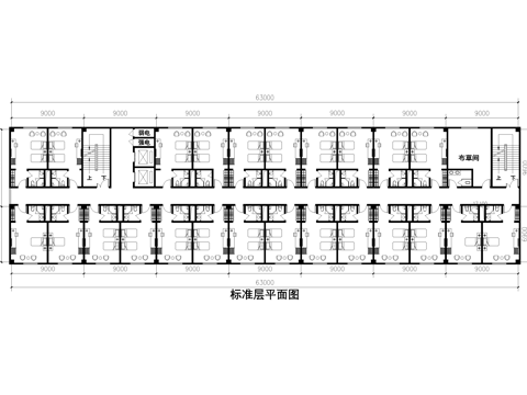 酒店客房 平面图 双人标准间 单人间cad施工图