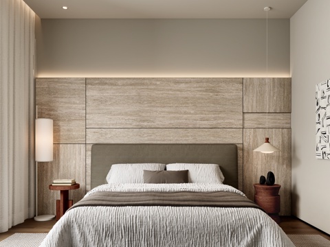  中古风卧室主卧 侘寂风卧室主卧 现代卧室主卧3d模型 