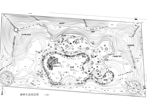 滨水公园森林山地生态园平面图cad施工图