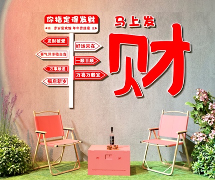 网红打卡墙 餐厅打卡墙 露营风打卡墙 奶茶店打卡墙su模型