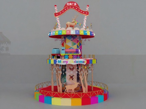  圣诞装饰 商业美陈3D立体节日装置 广场装饰布景 儿童游乐场景设计免费3d模型 