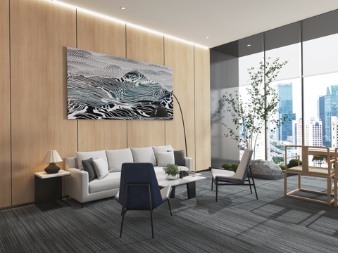  现代客厅 组合沙发 现代客餐厅 意式 黑白户 新中式客厅3d模型 