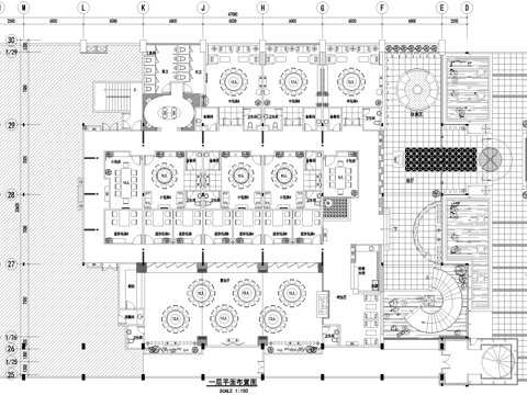 二层中餐厅平面系统图cad施工图