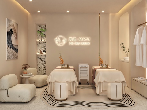 美容院包间   美容院SPA   美容院双人间su模型