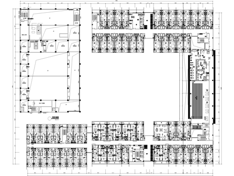公寓式酒店客房平面图 大床房 套房 健身房 游泳池cad施工图