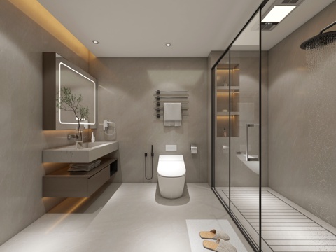  现代卫生间3d模型 