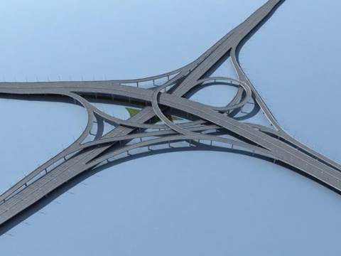 立交桥3D模型 高空俯瞰立体交通网络 交通工程设计 建筑可视化效果图 现代城市基建展示免费3d模型
