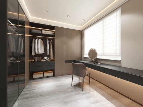  现代轻奢衣帽间3d模型 