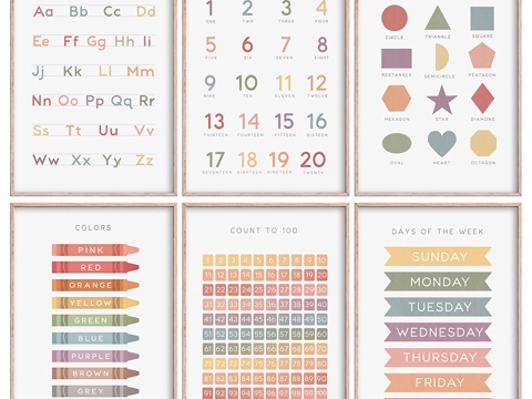  现代儿童启蒙装饰画3d模型 