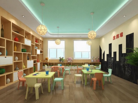 现代幼儿园教室设计 安全趣味儿童活动室创意空间免费3d模型