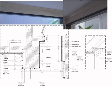 客厅与天井通道吊顶 石膏板吊顶 顶面节点 吊顶节点cad施工图