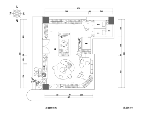 65平服装店平面设计cad施工图