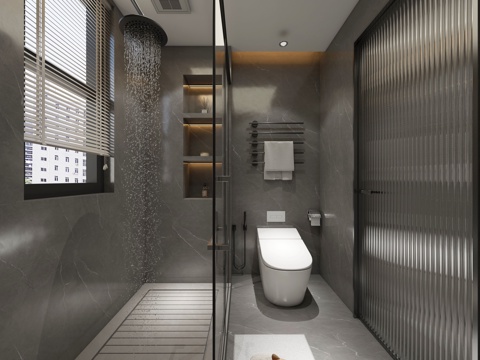  现代卫生间3d模型 