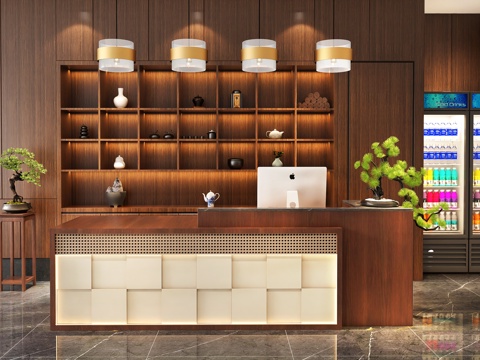 民宿前台 酒店前台 美容院前台 餐厅前台su模型