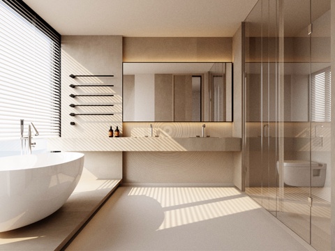  中古风浴室 卫生间3d模型 