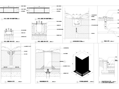 排水沟节点 盖板 收水口地漏检修口 收水沟 CAD施工图cad施工图