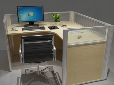 现代L型办公工位 简约办公家具设计 3D模型下载 高效办公场景布置免费3d模型