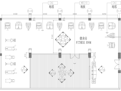 健身房 最新全套施工图合集cad施工图