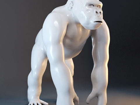  烤漆猩猩雕像3d模型 