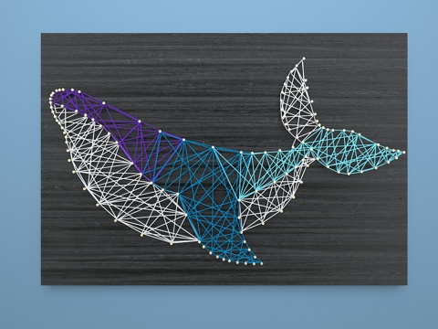  鲸鱼绕线装饰画3d模型 