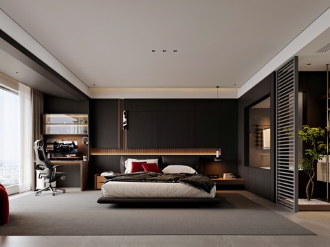  现代风格家居卧室3d模型 