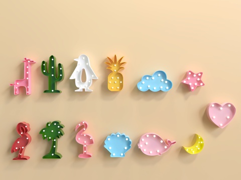  儿童可爱霓虹灯3d模型 