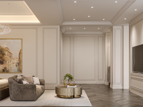  轻奢美式卧室主卧衣帽间3d模型 