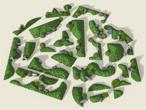  现代微地形 草坡 小山包 小土坡 枯山水 绿岛 庭院景观 景3d模型 