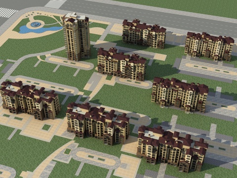  法式多层住宅3d模型 