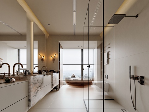  法式风格家居卫生间3d模型 