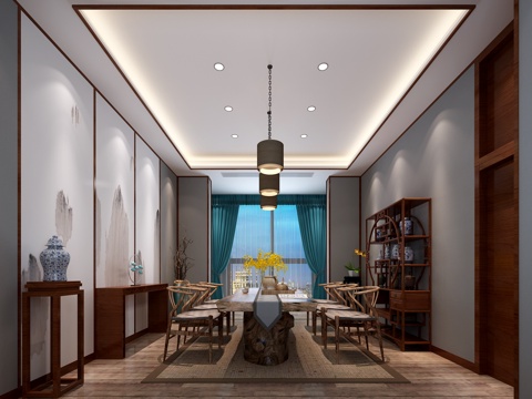  新中式茶室模型3d模型 