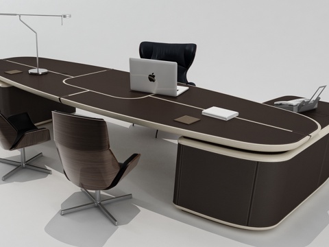  现代办公桌大班台组合3d模型 
