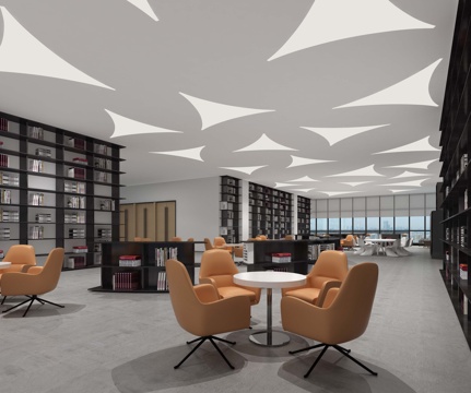  现图书馆 书桌3d模型 