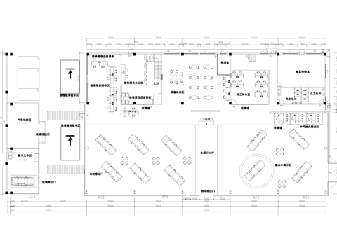 4s店汽车展厅维修体验服务中心平面图cad施工图