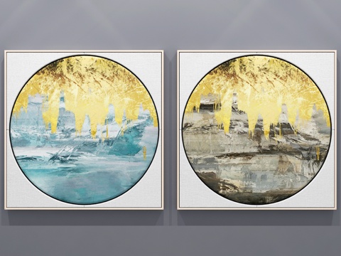  新中式 挂画 装饰画组合3d模型 