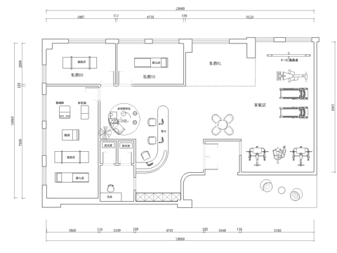 健身会所 最新平面施工图合集cad施工图